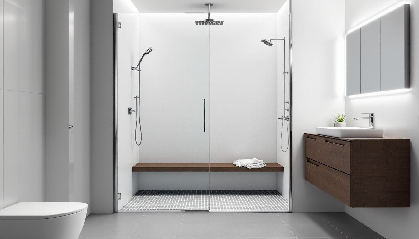 Eco-friendly shower solutions in a modern bathroom setting.