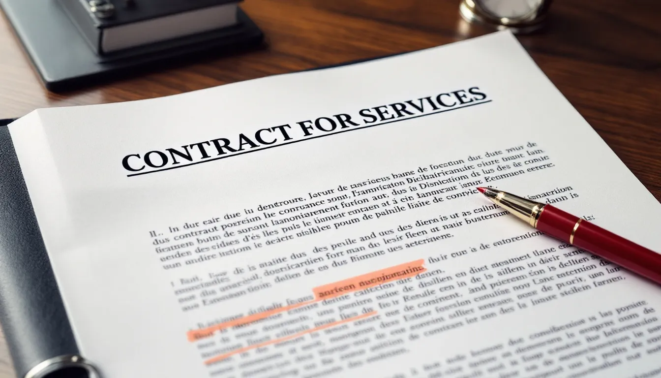 A close-up view of a legal contract document, featuring the title "Prenuptial Agreement" at the top, highlighting its importance as a legally binding contract that outlines the division of assets and financial responsibilities between future spouses. The document is neatly organized with clear sections for individual interests and signatures, symbolizing the careful planning involved in the prenuptial agreement process.