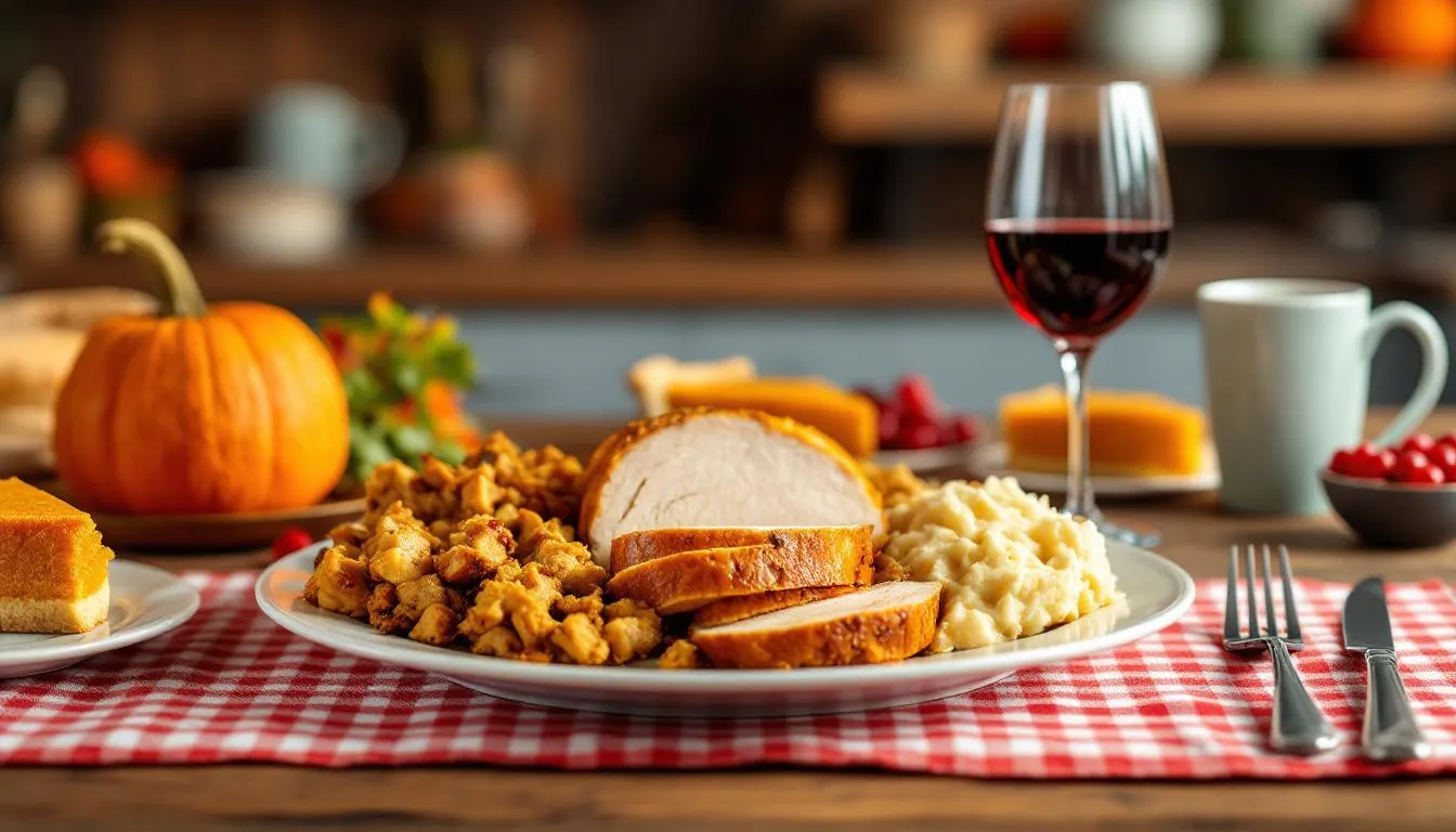 A beautifully arranged Thanksgiving tablescape features an elegant collection of dinnerware, including turkey plates and salad plates in bright colors, thanksgiving plates can be used for special occasions or everyday meals