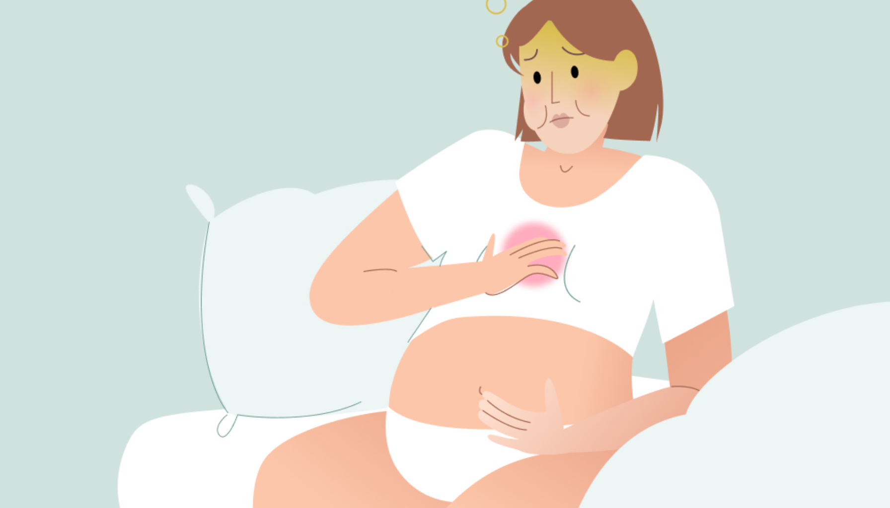 Illustrasjon av gravid kvinne som sitter og holder hånden mot brystet på grunn av ubehag og smerte. halsbrann gravid halsbrann og sure oppstøt sure oppstøt og halsbrann sure oppstøt hos gravide gir god nok effekt hos gravide gir tilstrekkelig effekt øvre del av magen bør du kontakte lege medisiner mot halsbrann siste del av svangerskapet syrenøytraliserende midler vond smak i munnen sterkt krydret mat brukes av gravide kommer opp i spiserøret kontakte lege unngå å spise brennende følelse halsbrann unngå store måltider mer enn 2 uker hodeenden av sengen sist oppdatert gravide fysisk aktivitet mageinnholdet og hindrer under graviditet under svangerskapet trygg mammamedisin sure mageinnholdet finnes flere små måltider nøytralisere magesyren liten grad tomater tomatsauser hev hodeenden 4 ganger bruke medisiner svangerskapet 15 cm unngå bruk syrenøytraliserende lege bør spiserøret legemidler gravid alginat under plagene midler magen mer forsøke mat andre magesekken derfor brukes kommer behov råd behandling dersom graviditet famotidin inneholder finnes gaviscon virker reseptfrie vanlig får tas galieve brennende titralac følelse