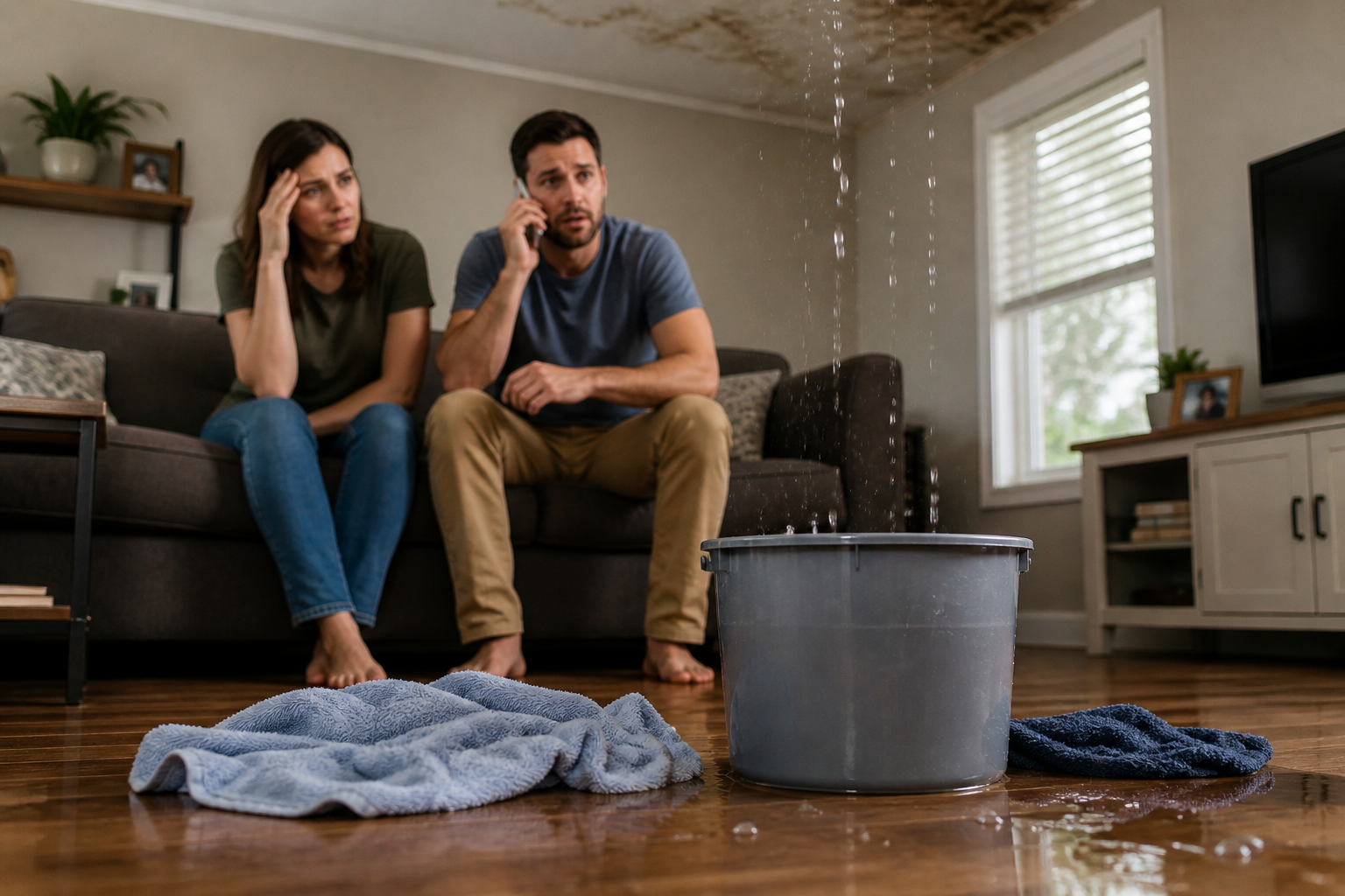 eaking ceiling in rental home showing deferred maintenance rental properties risks and why regular upkeep helps avoid costly repairs and save money in a cost effective way.