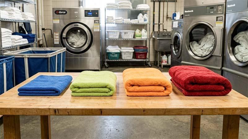 Different GSM towels on a Wooden Table