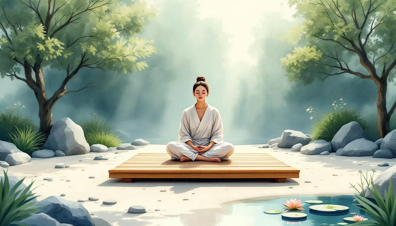 An illustration depicting mindfulness meditation practices to reduce anxiety.