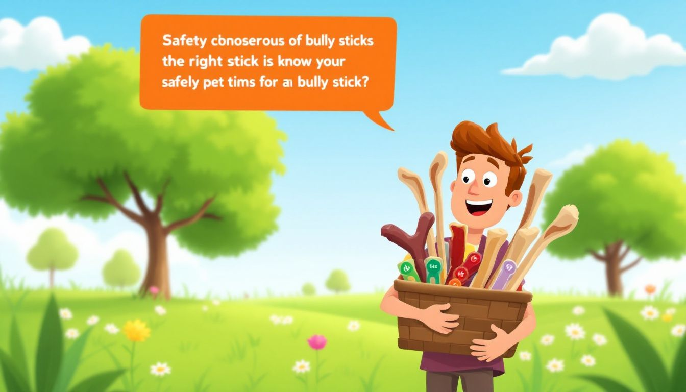 A variety of bully sticks displayed, emphasizing safety considerations.