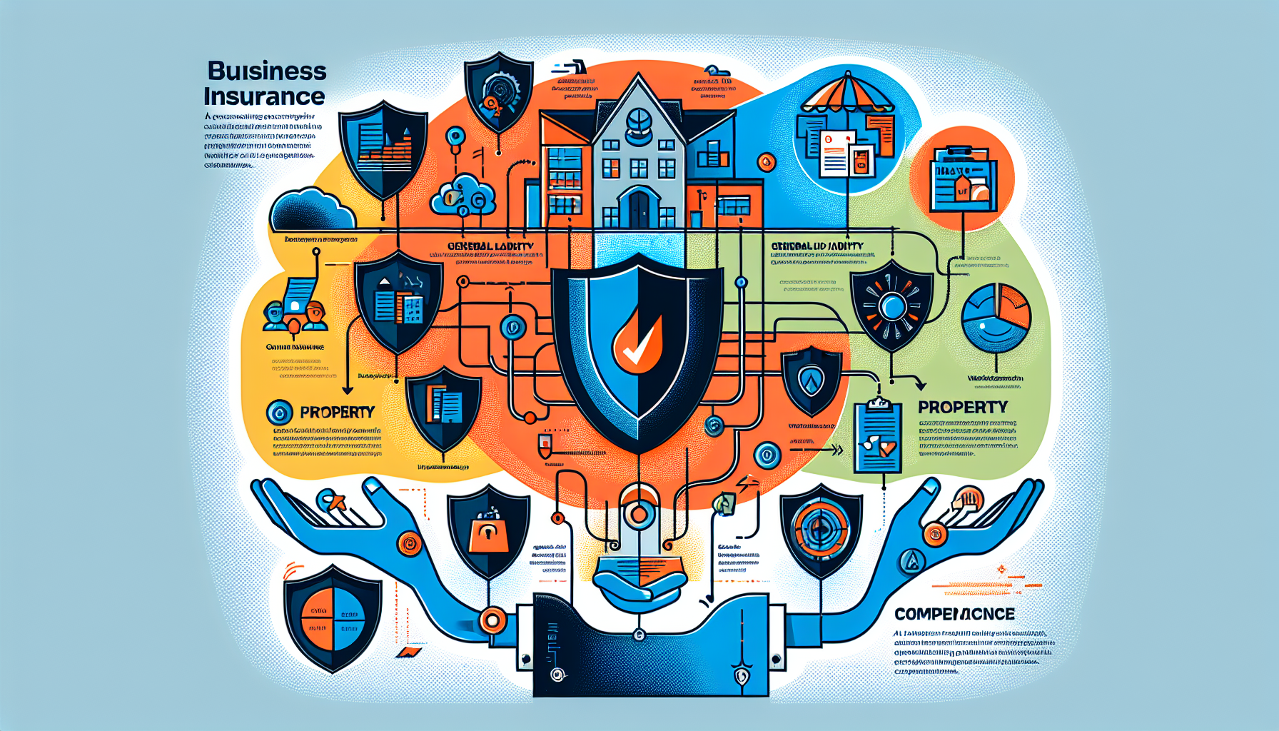 A visual representation of different types of business insurance coverage.