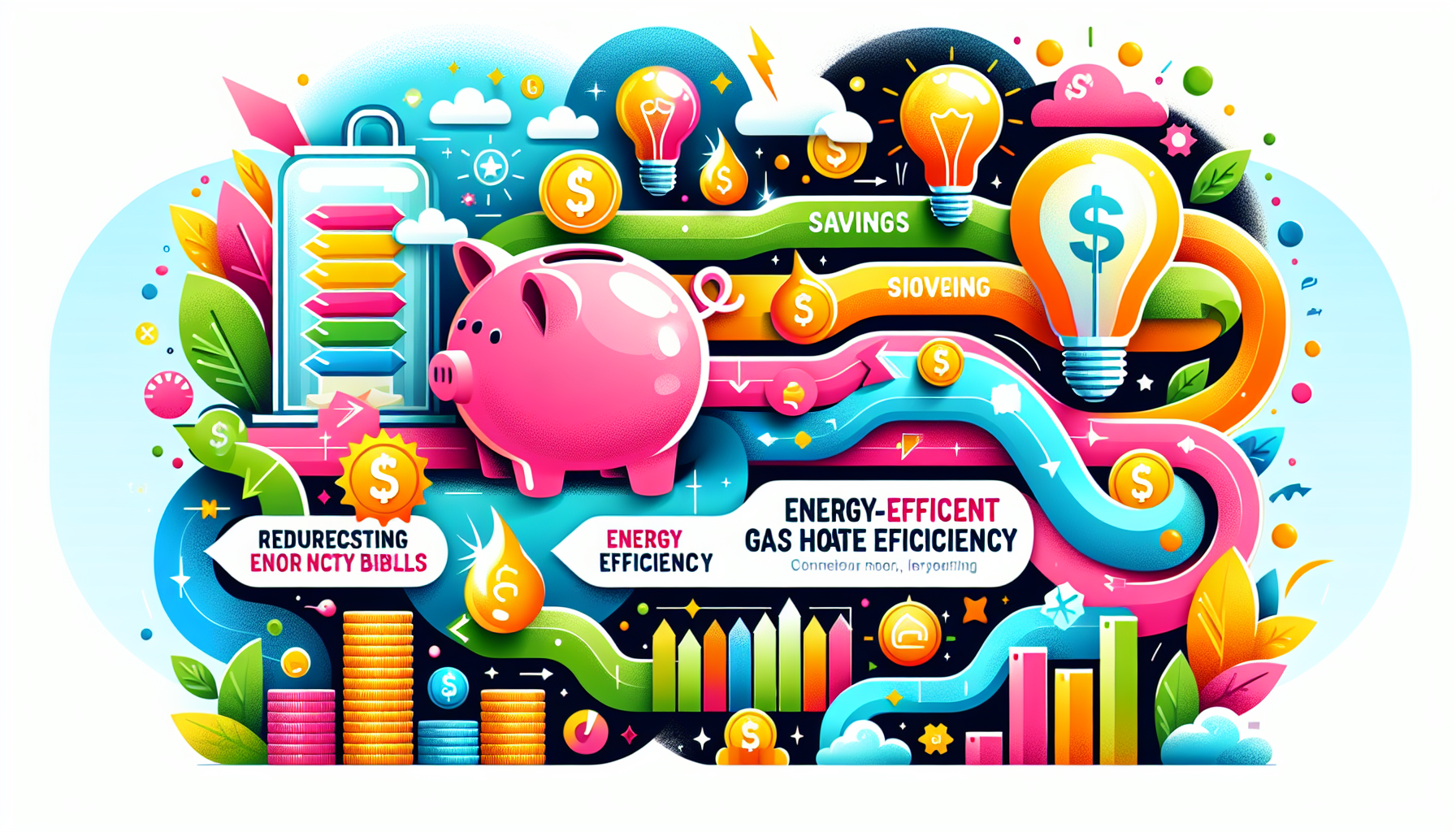 An illustration highlighting long-term savings and efficiency of gas hot water systems.