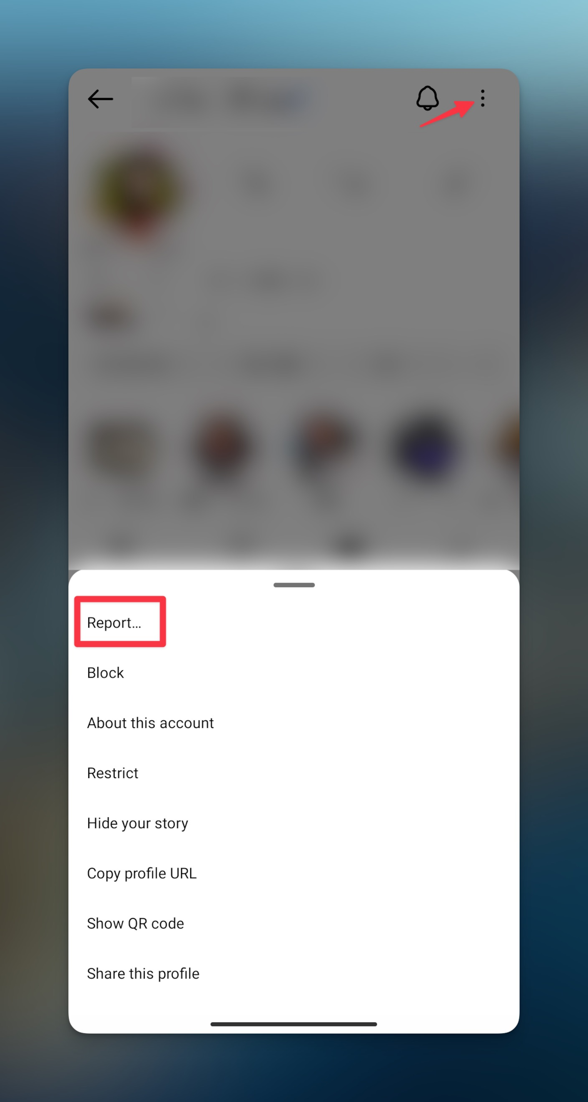 Remote.tools shows how to report any Instagram account as spam by tapping on three dots in top right corner of a profile