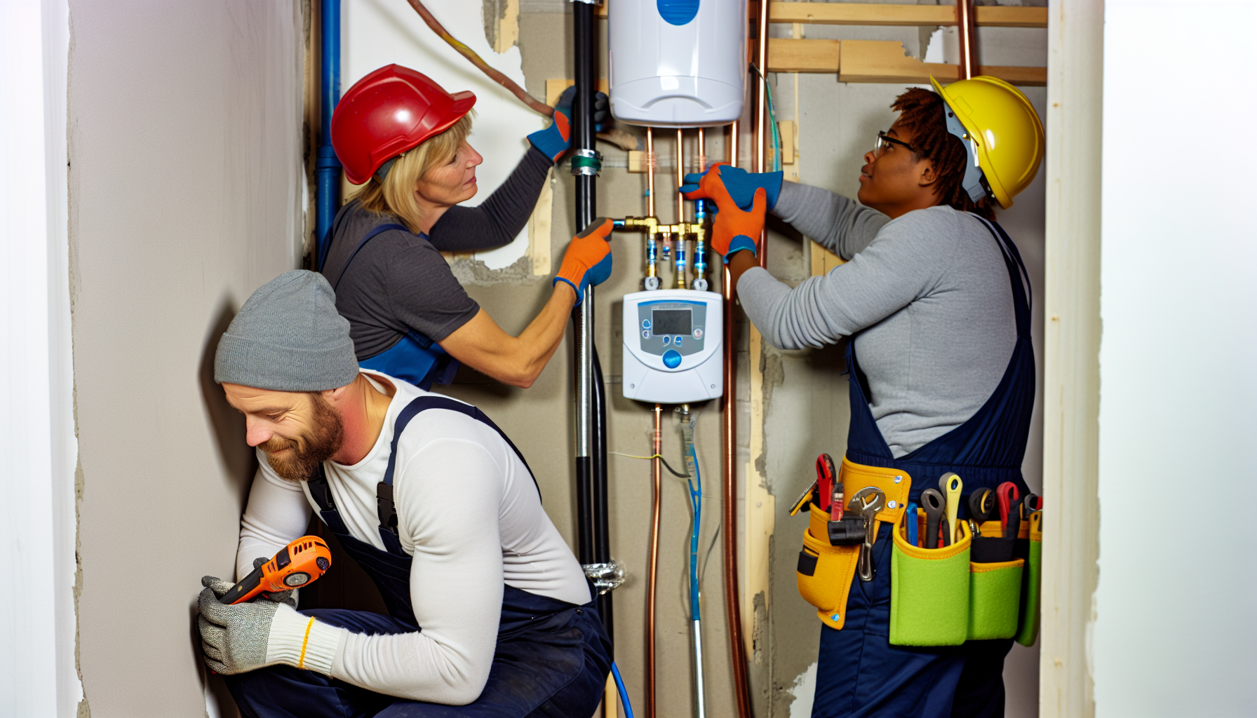 Photo of licensed plumbers and electricians at work