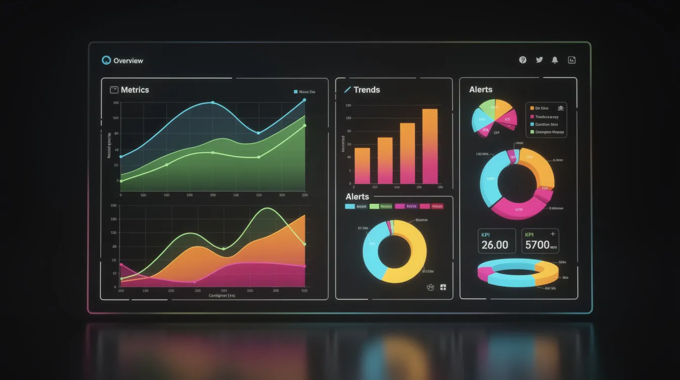 The image features an abstract monitoring dashboard displaying colorful charts and graphs on a dark screen, representing various aspects of machine learning models and their performance. It visually encapsulates the training process, model parameters, and data flow graphs used in deep learning frameworks, emphasizing the complexity of model management and optimization in data science.