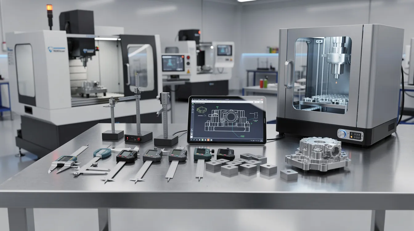 The image showcases a variety of advanced tools for rapid prototyping in precision manufacturing, including high fidelity prototypes and interactive components. It highlights the importance of these prototyping tools in the product development process, allowing designers to create and test prototypes efficiently across different platforms.