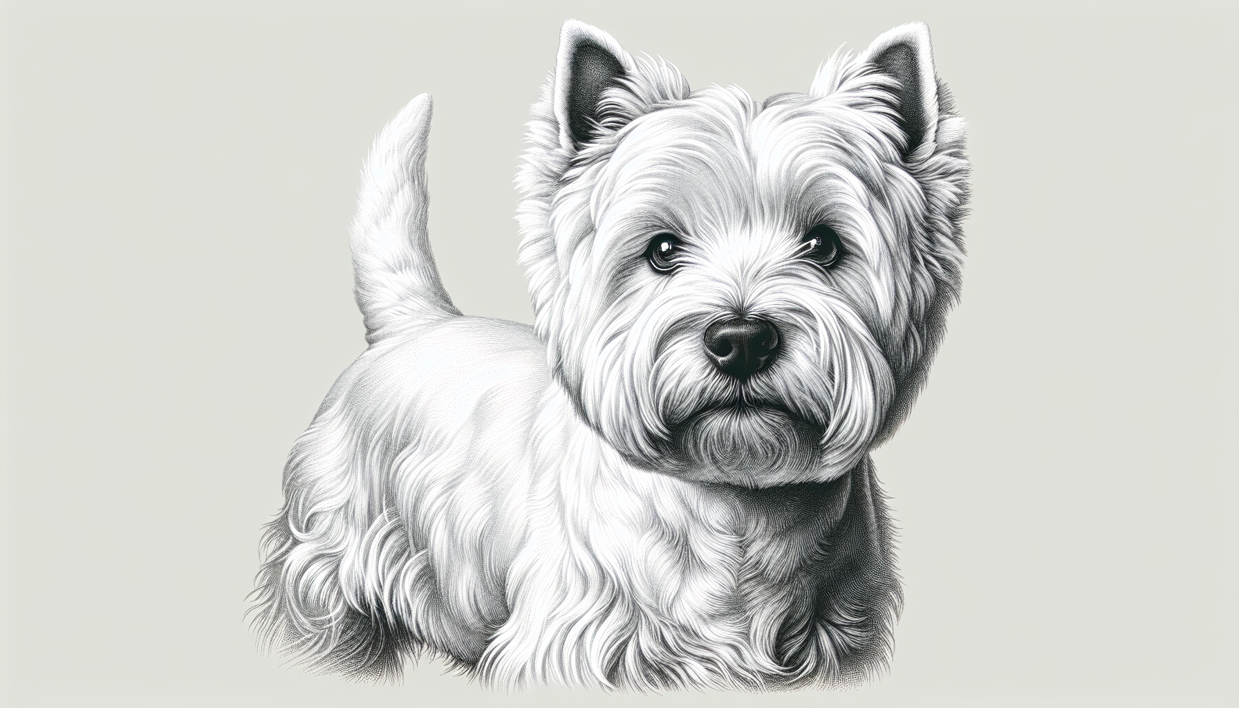 Illustration depicting the physical characteristics of a West Highland White Terrier