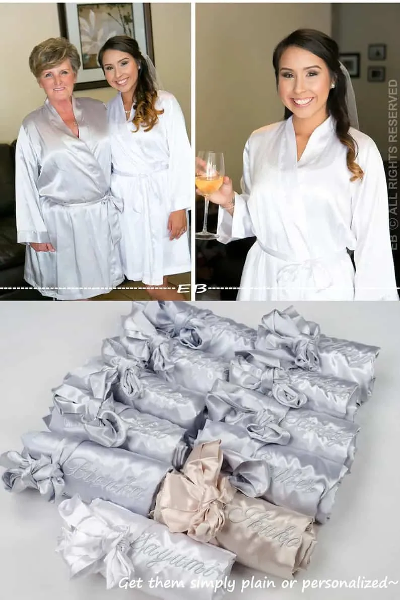 wedding robes set of 5 monogrammed robes silver grey image 0 great gift idea