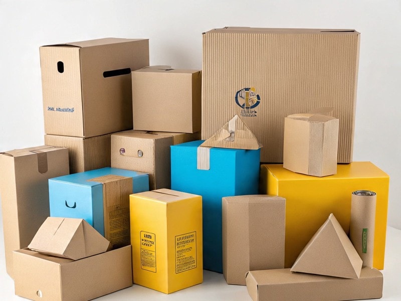 An image showing assorted carton packaging boxes in different shapes and colors, including kraft paper and printed folding cartons.