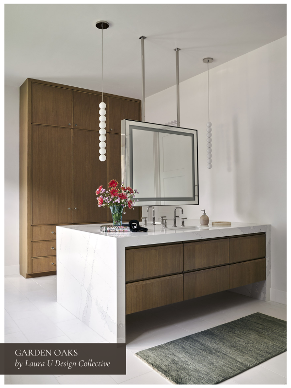Orbet pendants by Visual Comfort in Garden Oaks full bath