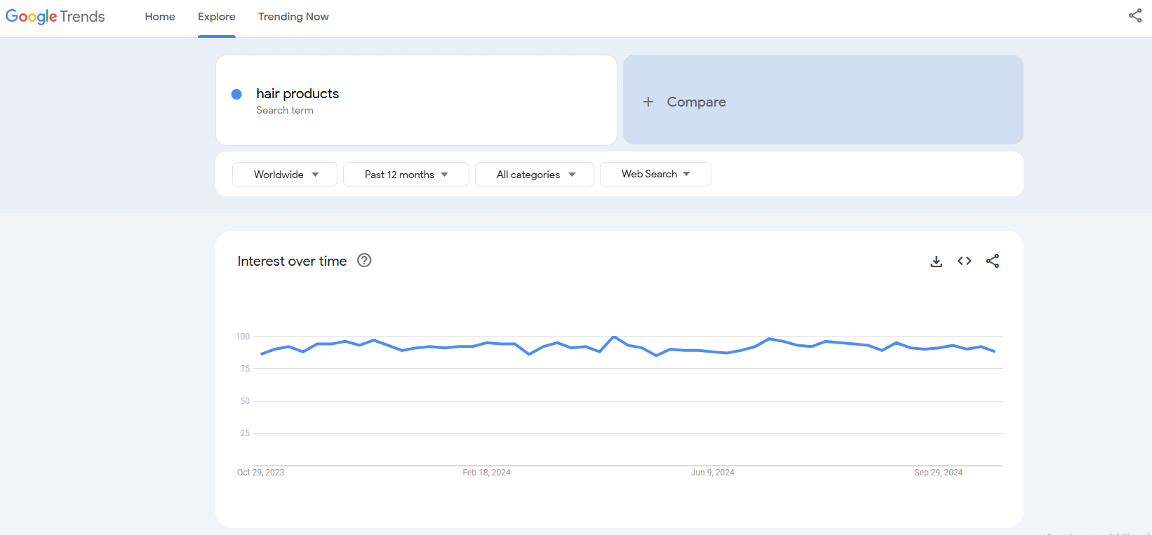 hair products google trends results 2024