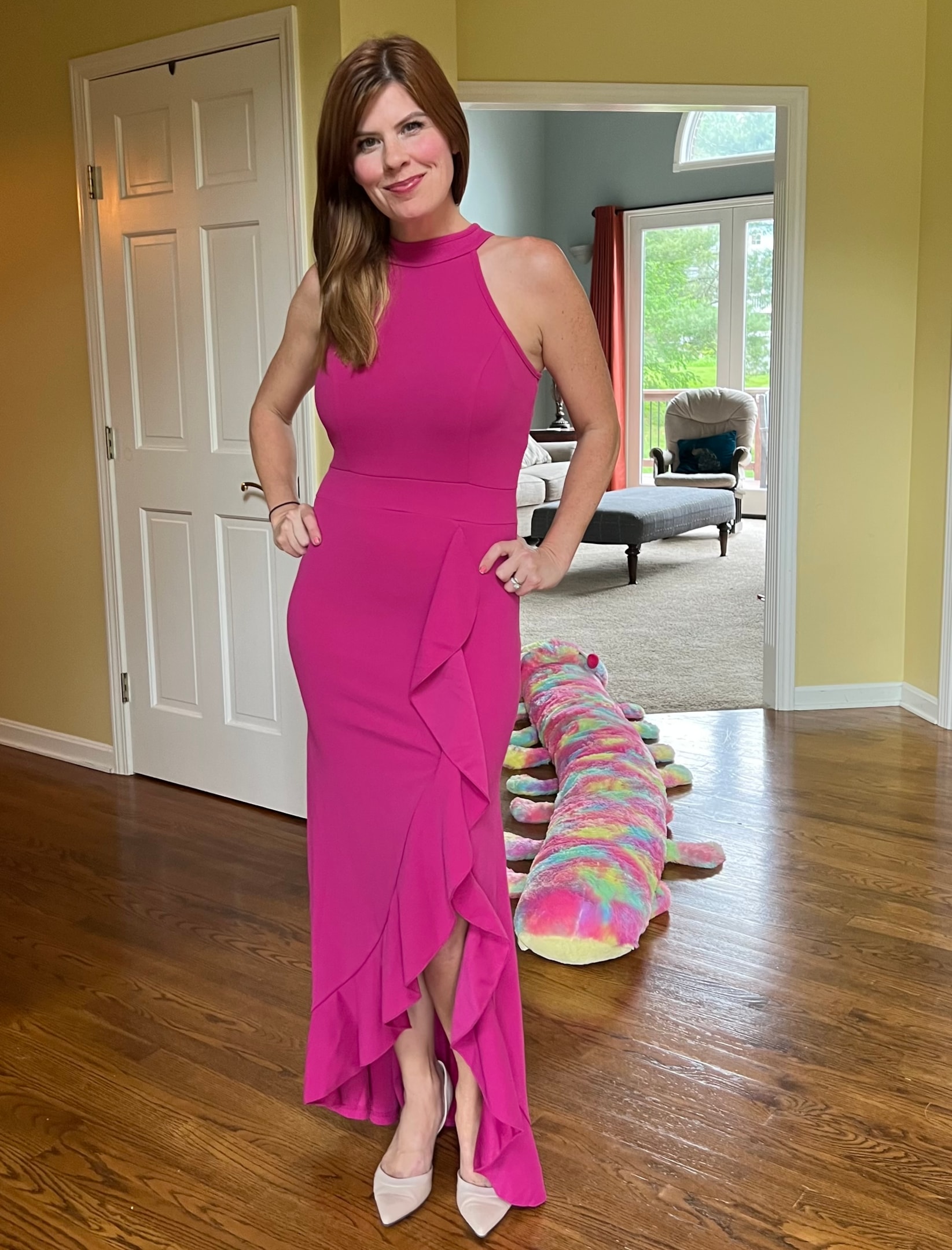 The pink dress was a runner up to my niece's wedding but I decided to keep it anyway