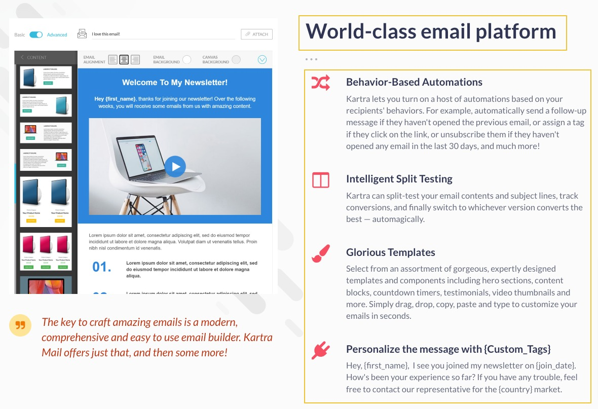 Katra email - advanced marketing features 