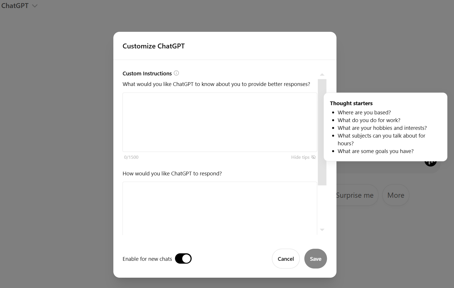 Customizing your ChatGPT
