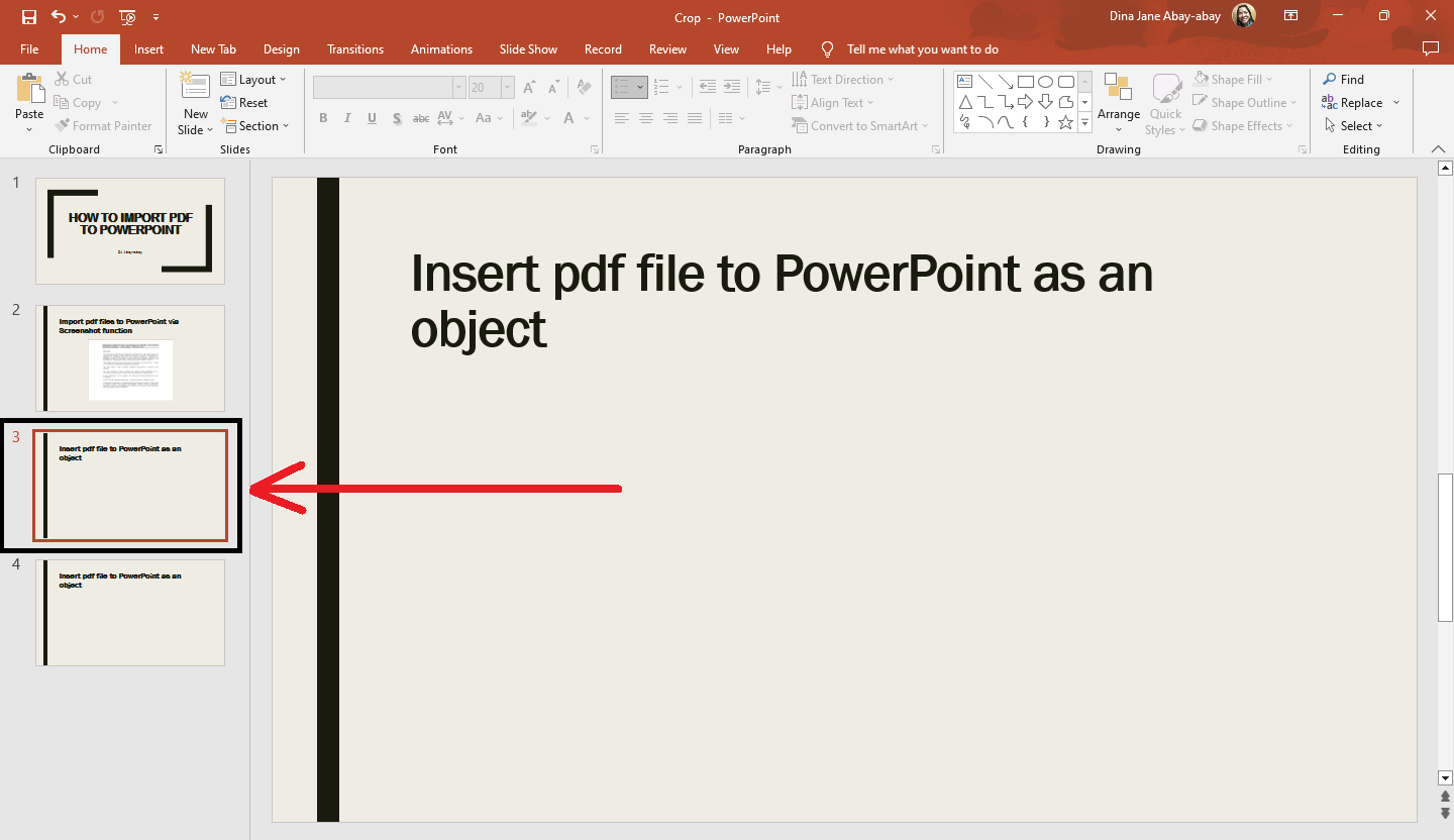 Select a specific PowerPoint slide