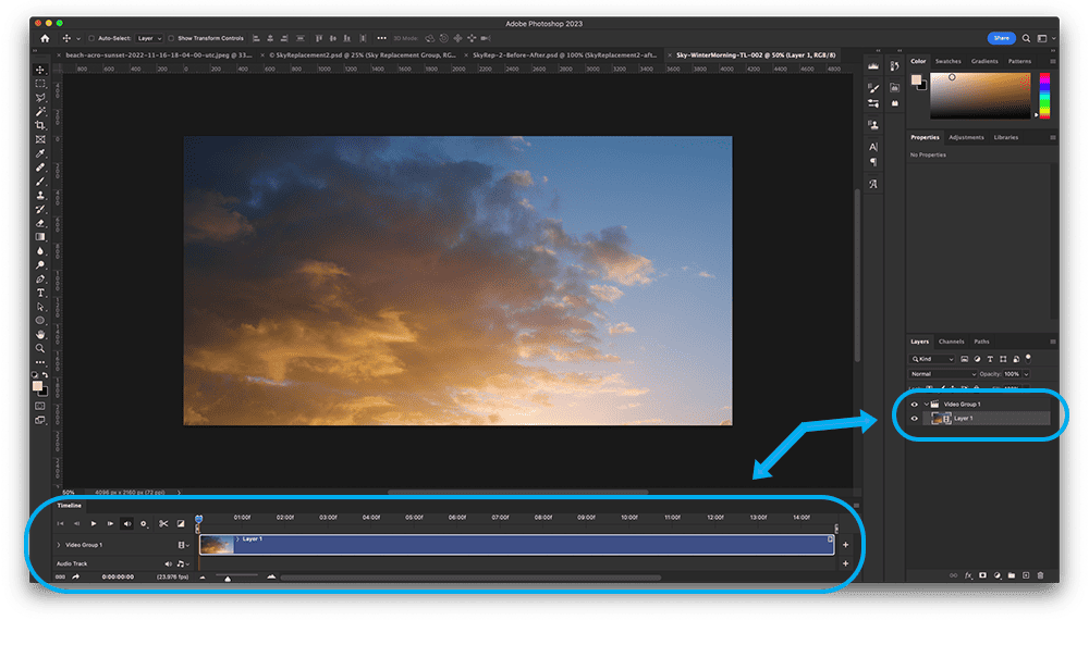 process of sky replacement in Photoshop