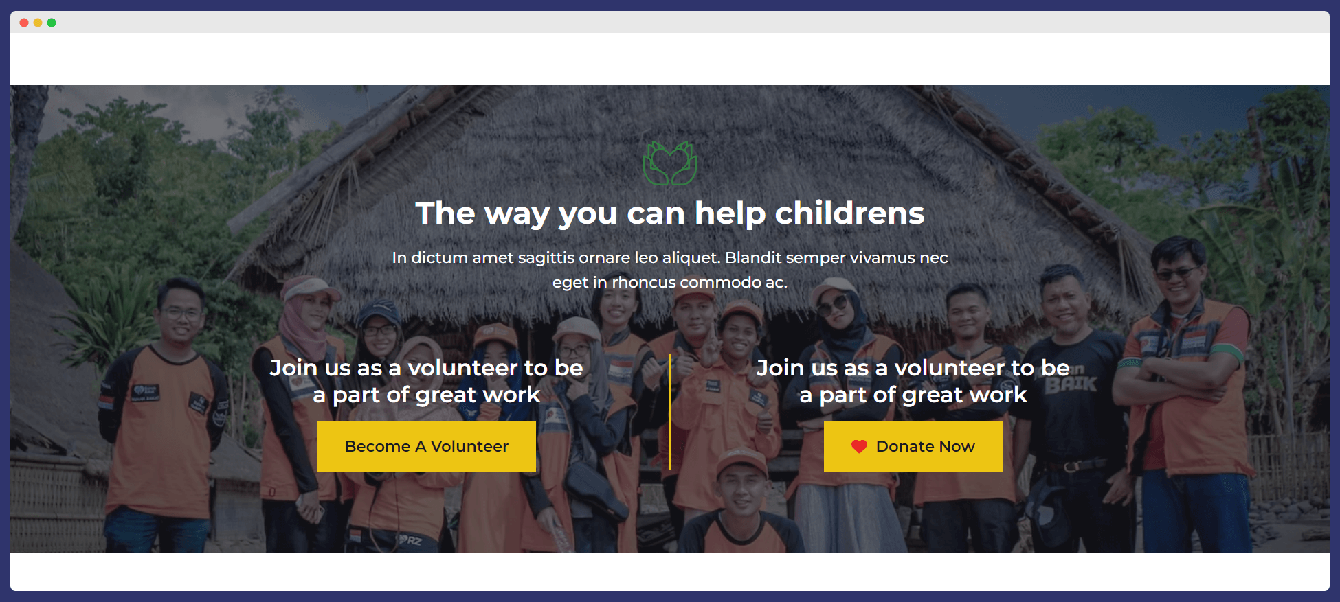 volunteer collection section in nonprofit organization website template