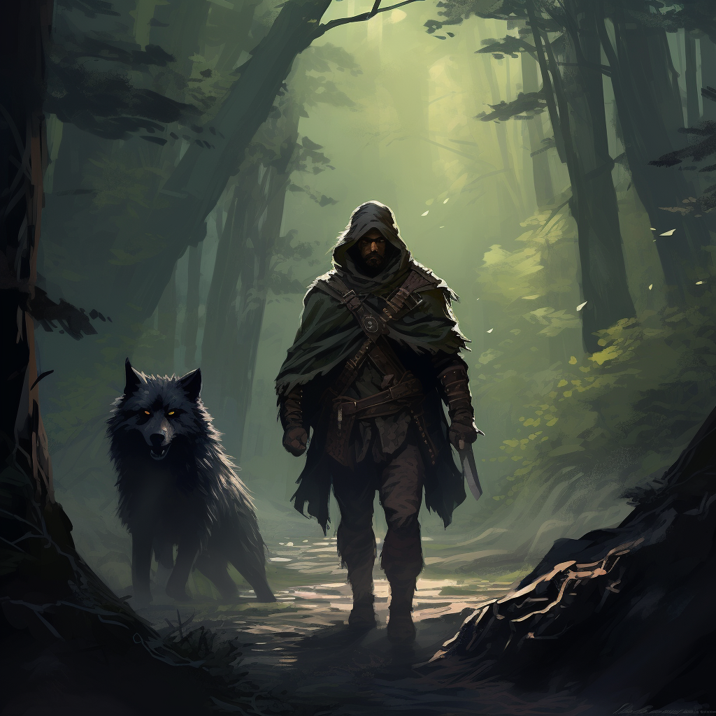 The Ranger and his trusted companion seek a way out from beneath the darkening leaves of the wicked enchanted forest.