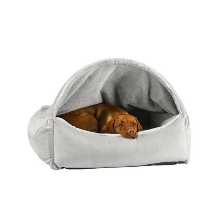 Gray Bowsers Canopy Faux Fur Scoop Dog Bed