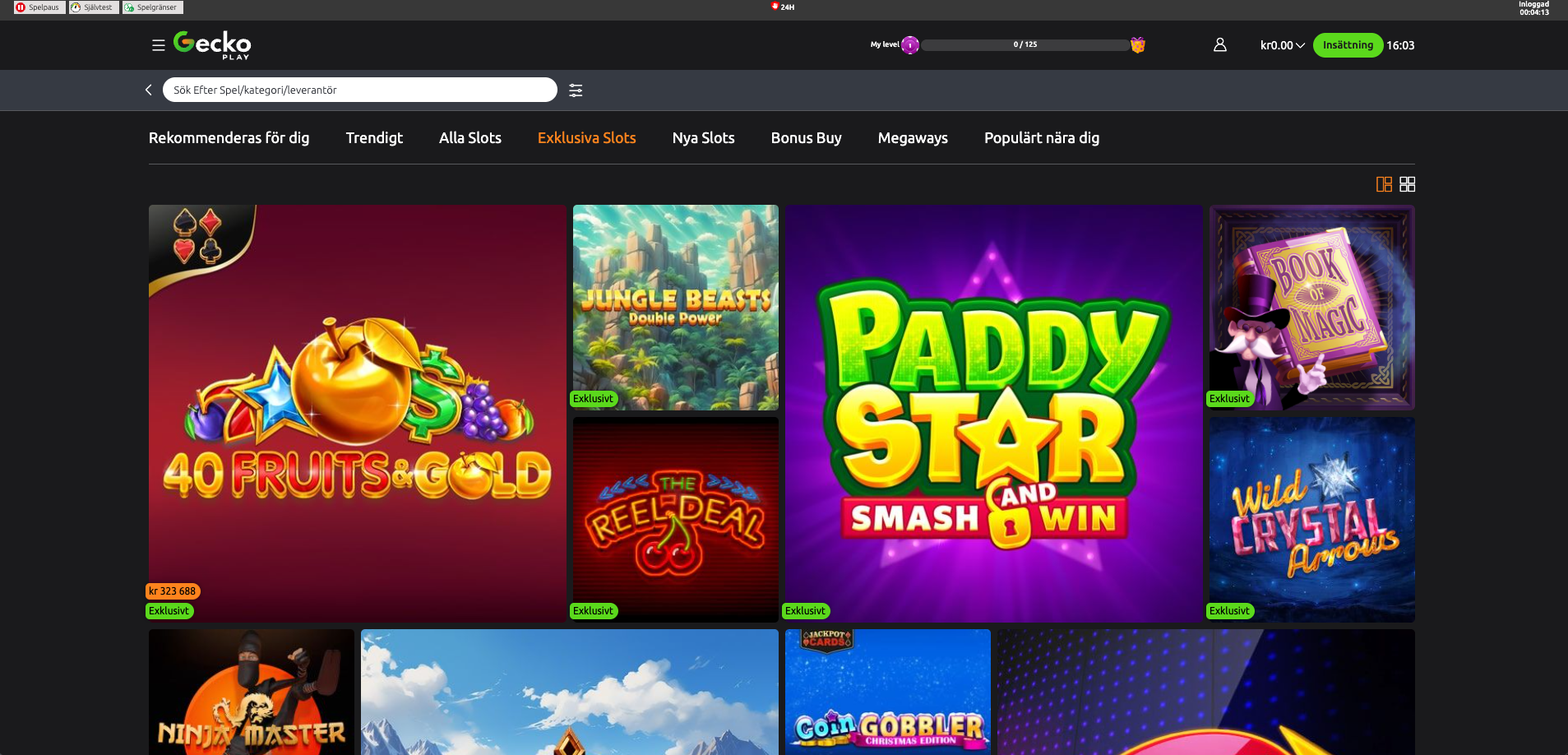 geckoplay exklusiva spel - spela ansvarsfullt