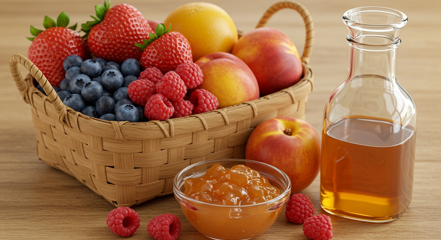 A basket filled with all of the ingredients required to make vegan sour gummies