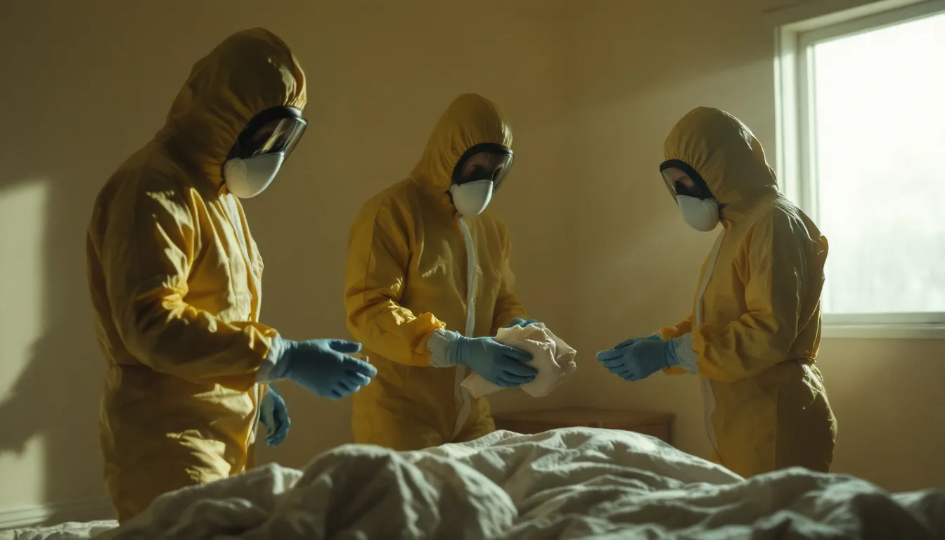 A professional team engaged in deceased clean up services.