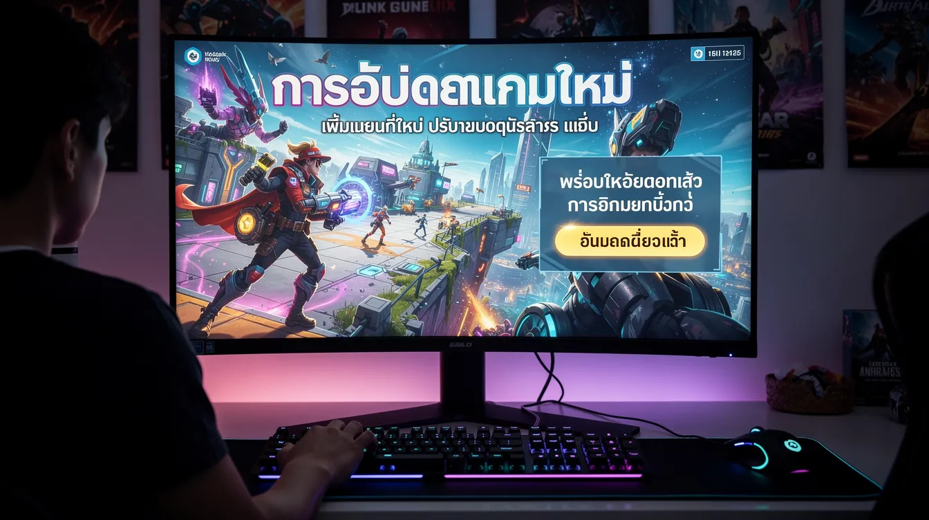 ภาพแสดงการอัปเดตเกมใหม่ในระบบสล็อต pglucky88 โดยมีรายละเอียดเกี่ยวกับฟีเจอร์และการปรับปรุงต่างๆ ที่ช่วยให้ผู้เล่นสามารถเข้าใช้งานได้อย่างสะดวกและปลอดภัยตามมาตรฐาน copyright. สล็อต pg lucky88.net