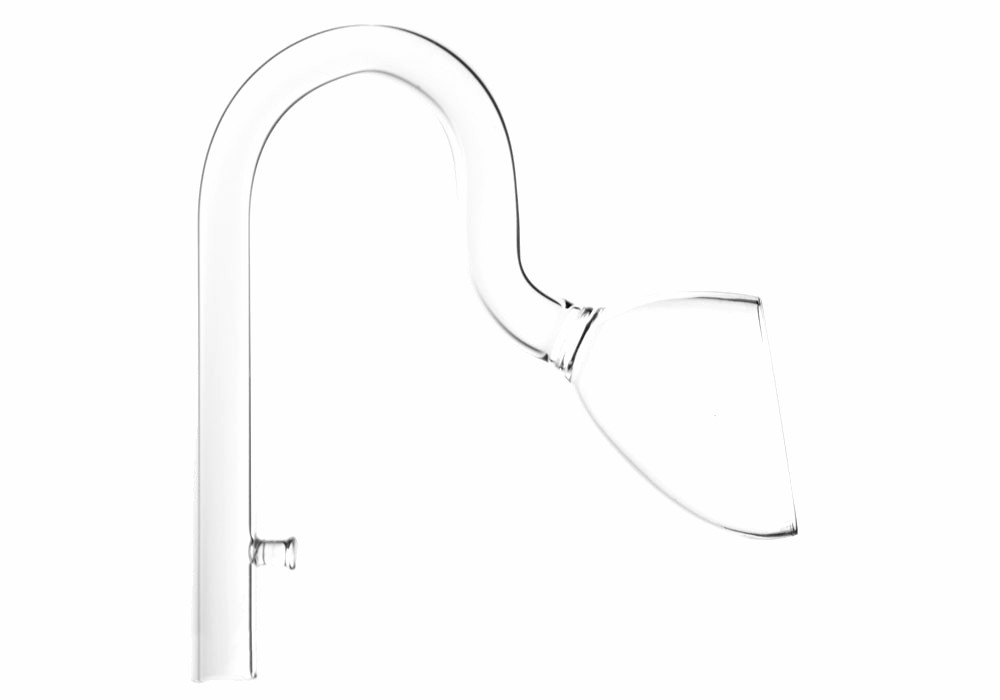 The glass lily pipe filter outlet looks great and also reduces the direct flow to protect a delicate layout if needed.