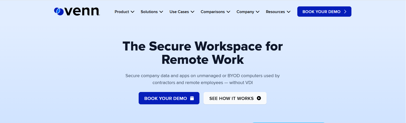 Venn secure workspace solution enabling safe remote work, BYOD access, and data protection for small businesses and distributed teams.