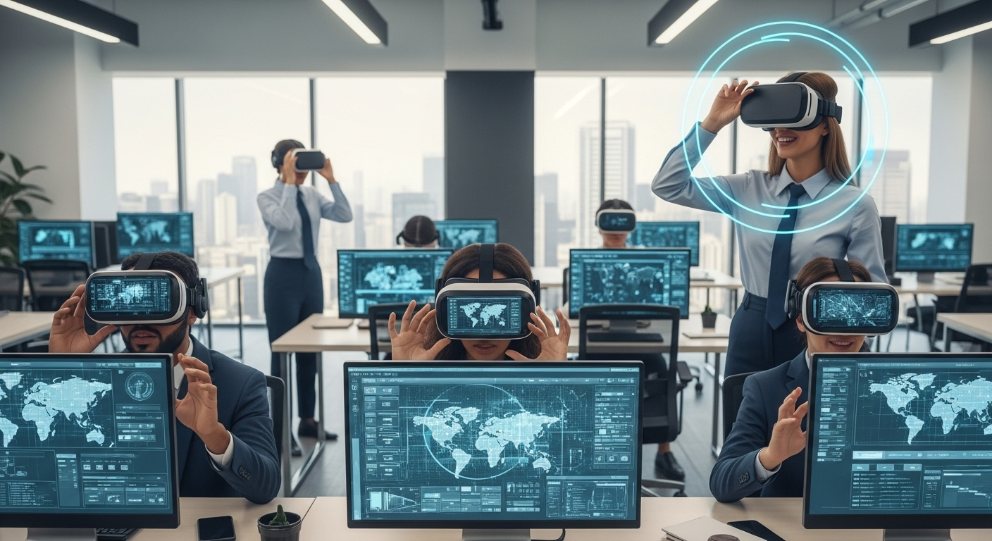 Office workers experiencing lag in a shared virtual desktop while a single user enjoys smooth performance on a dedicated system.