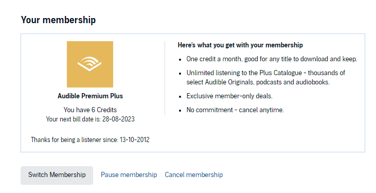 Audible Premium Plus membership
