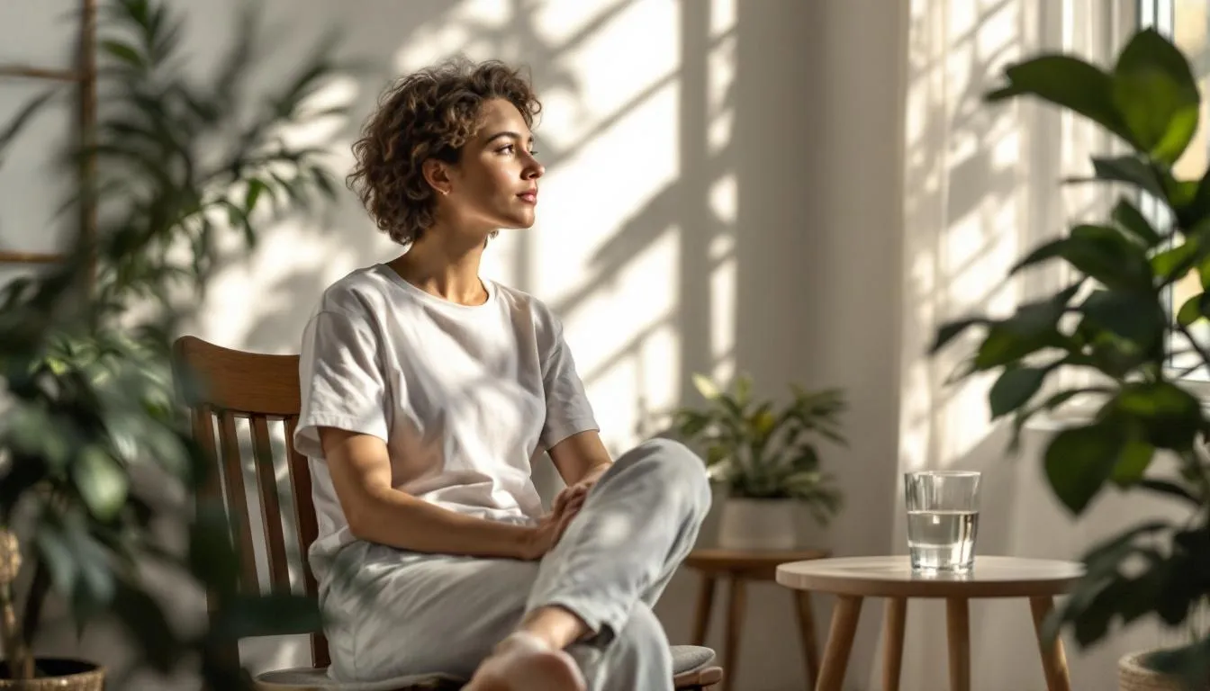 The image depicts a serene setting with a glass of water, symbolizing the concept of water fasting, which can aid in weight loss and provide various health benefits. It emphasizes the importance of staying hydrated during fasting periods while promoting a healthy lifestyle.