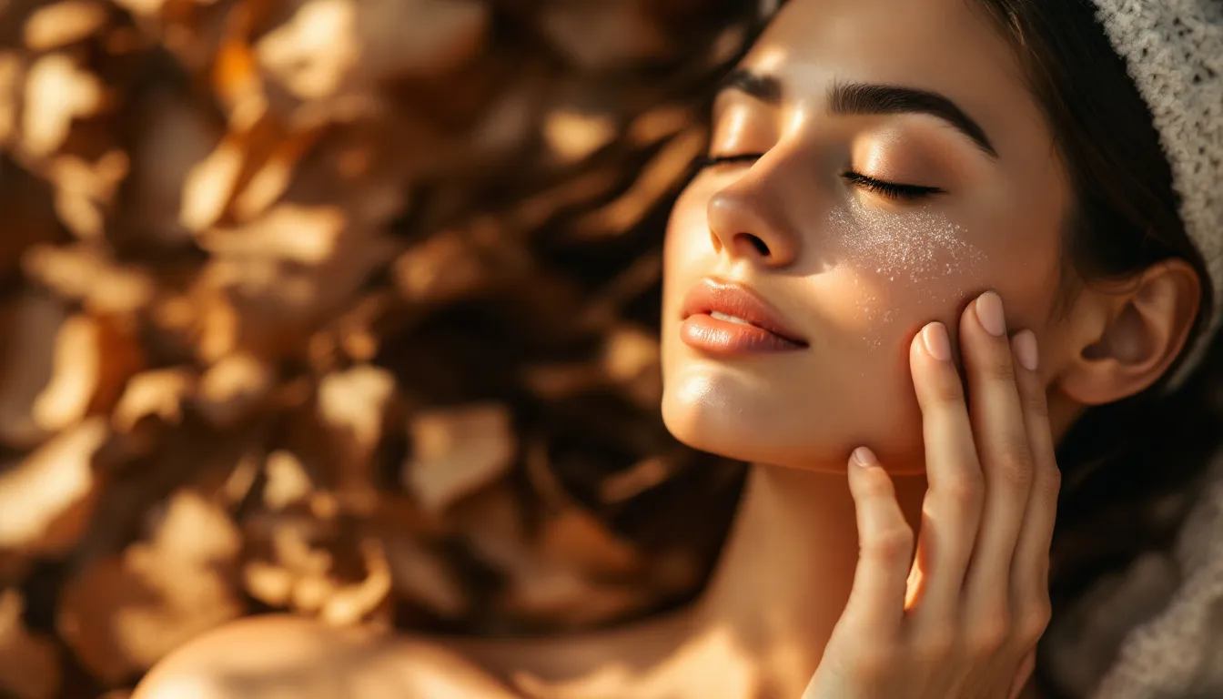 A person performing dry brushing, a technique for lymphatic stimulation.
