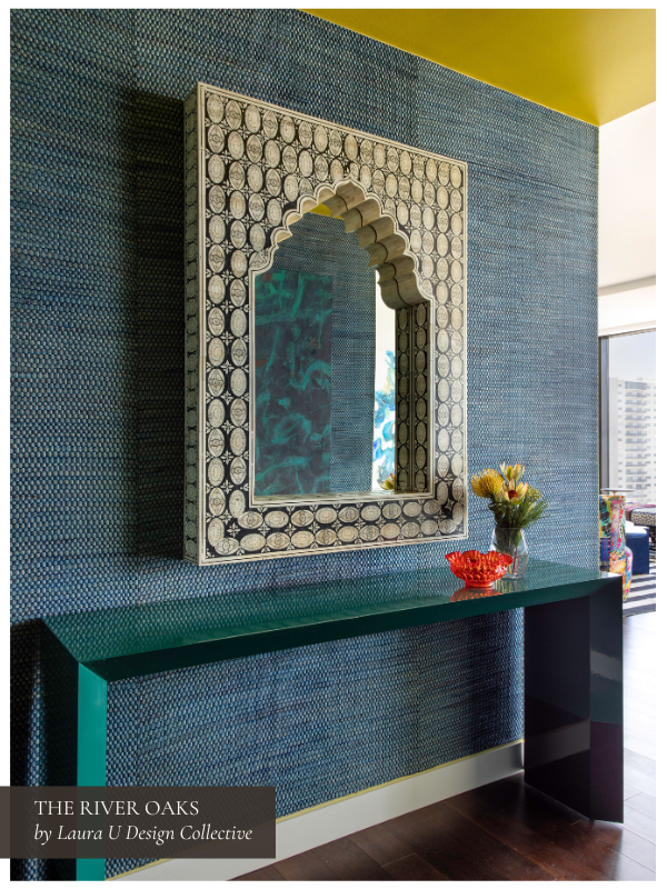 the entryway in River Oaks with a beautiful mirror and stunning console table