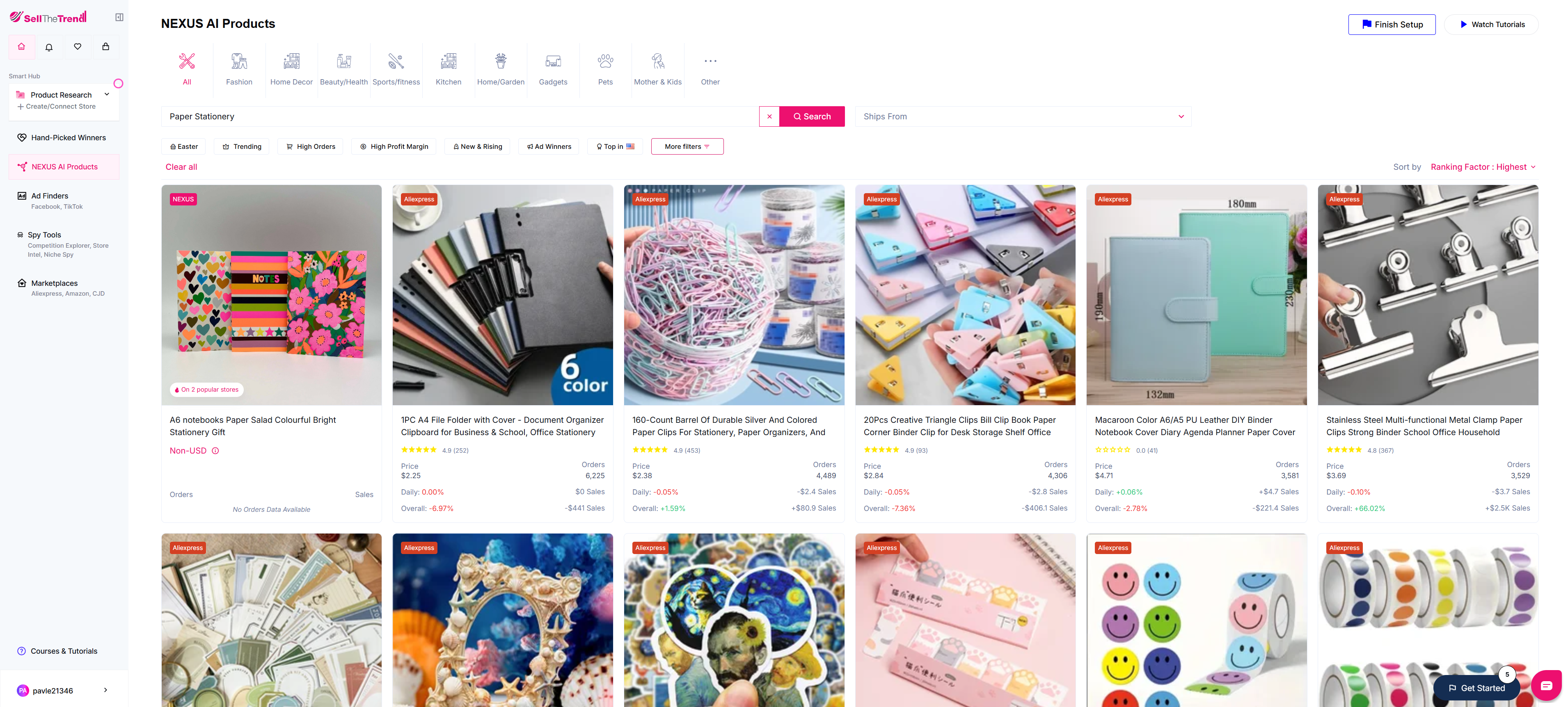 using sell the trend to find recycled paper stationery