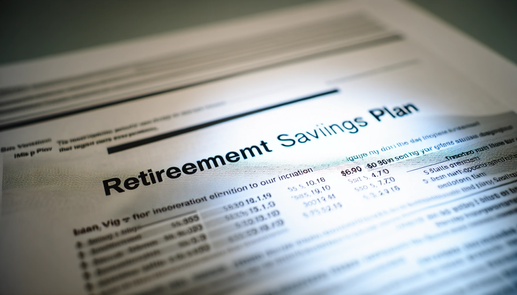 A close-up of a retirement savings plan document, symbolizing financial and retirement benefits in employee packages.