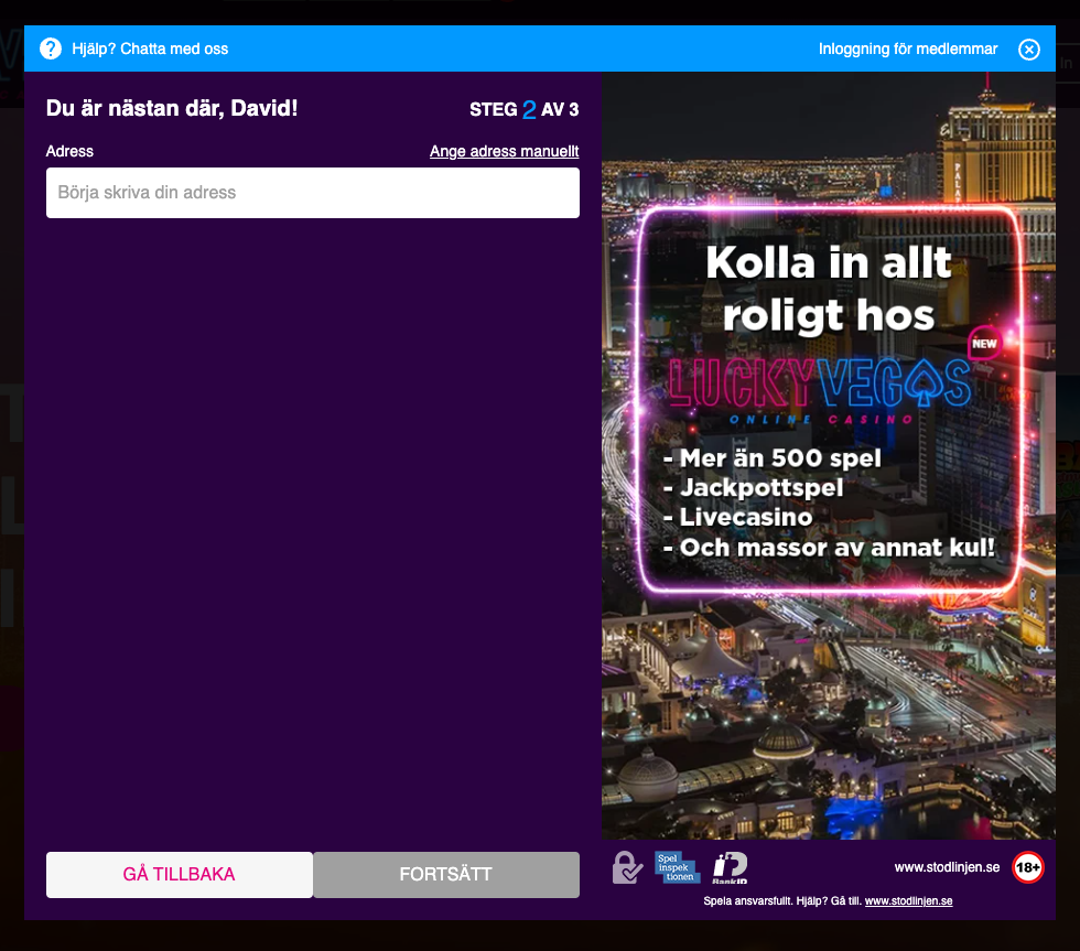 Luckyvegas registrering - spela ansvarsfullt