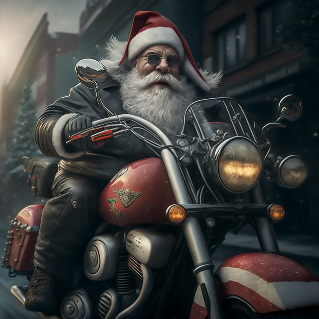 modern santa claus, santa claus, biker