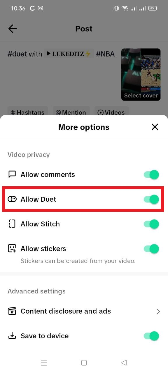 allow duet option