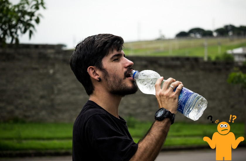 Free Man Wearing Black Shirt Drinking Water Stock Photo