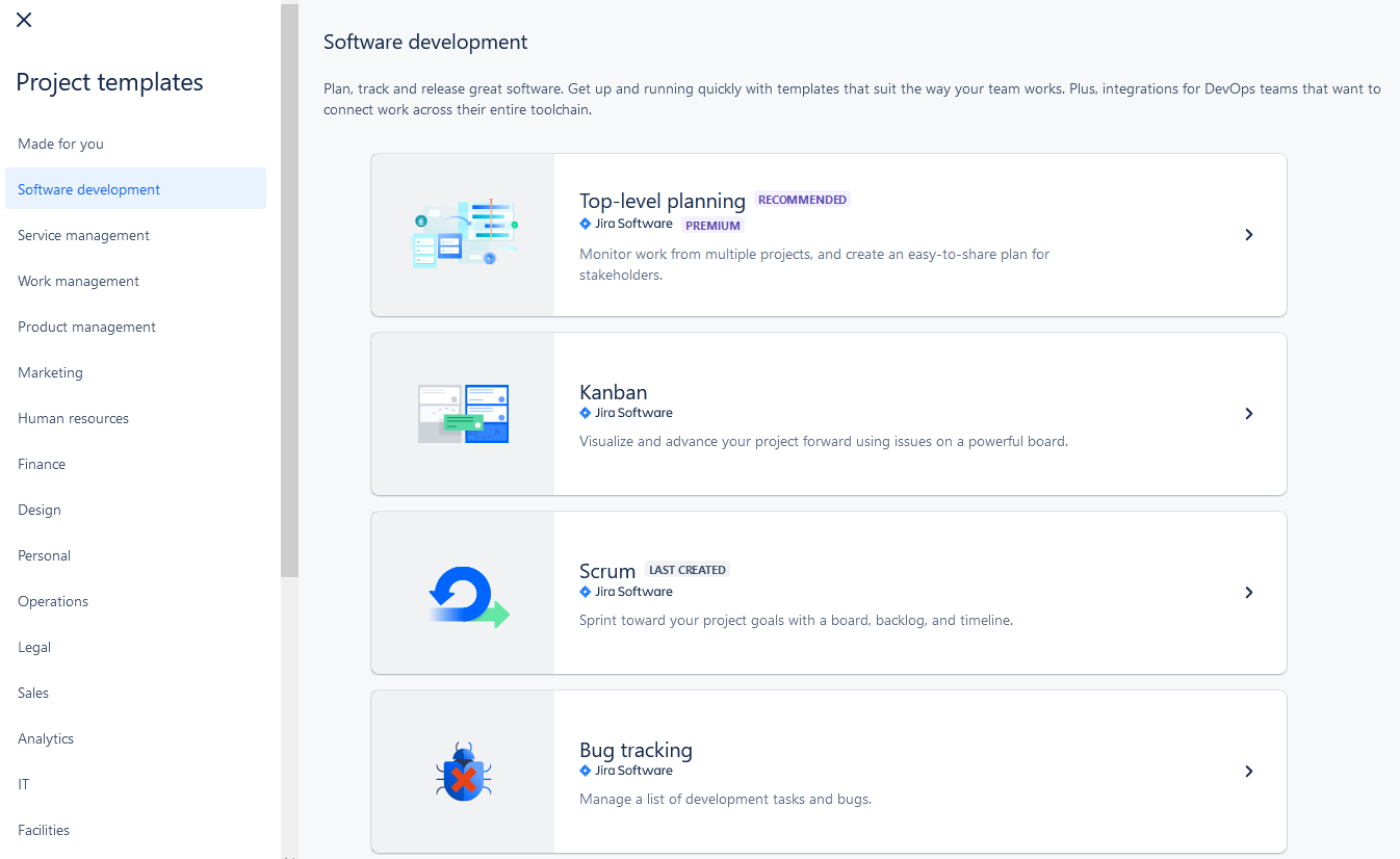 Project Teamplates for Jira Software 