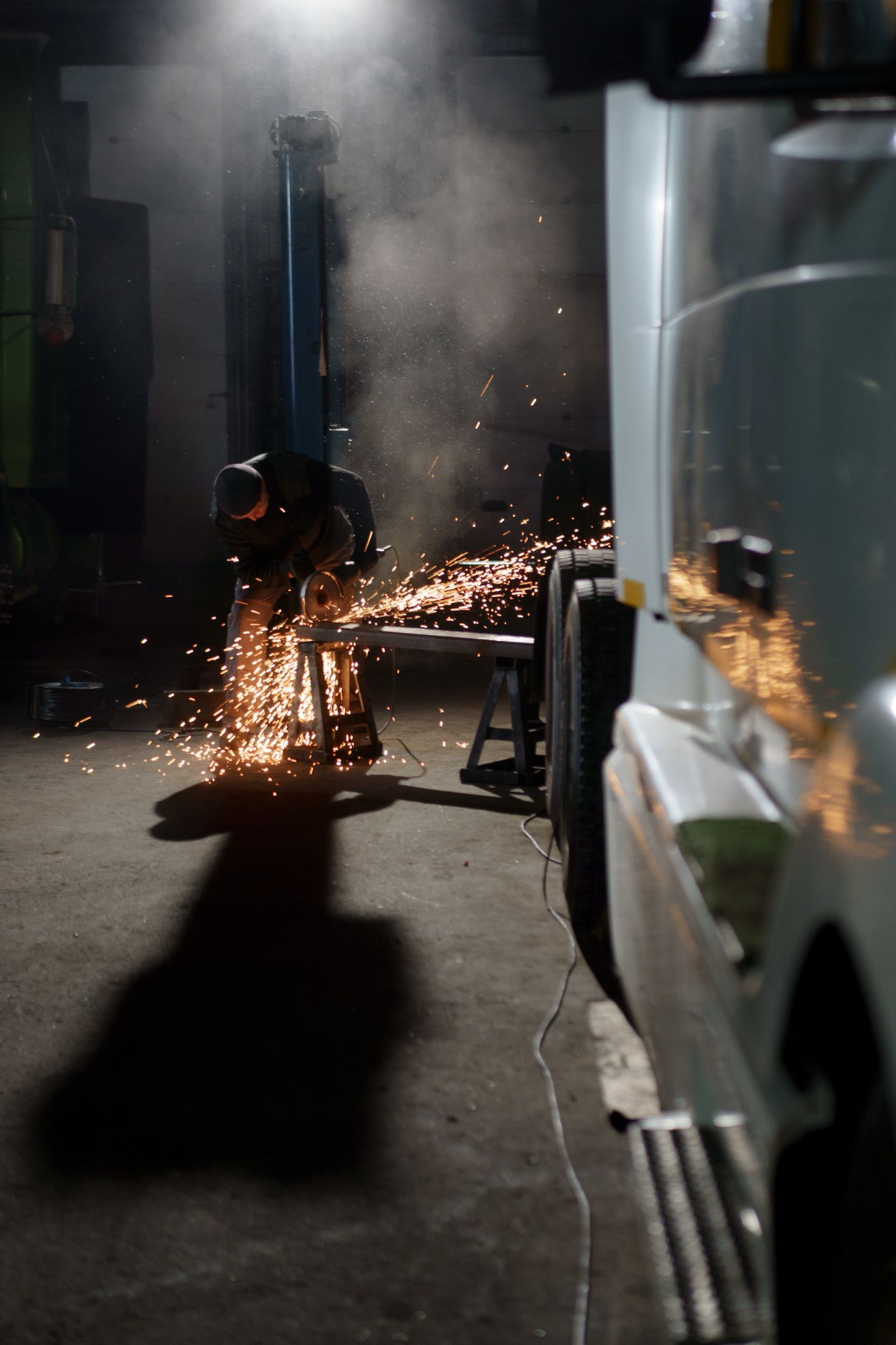 Sparks flying as maintenance is conducted