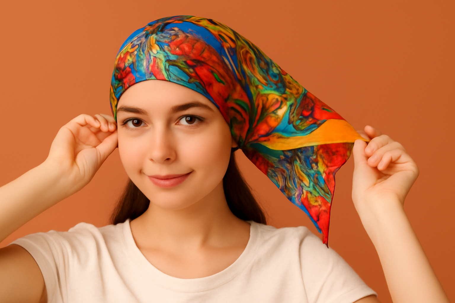 Turban z kwadratowej apaszki lub kwadratowej chusty 