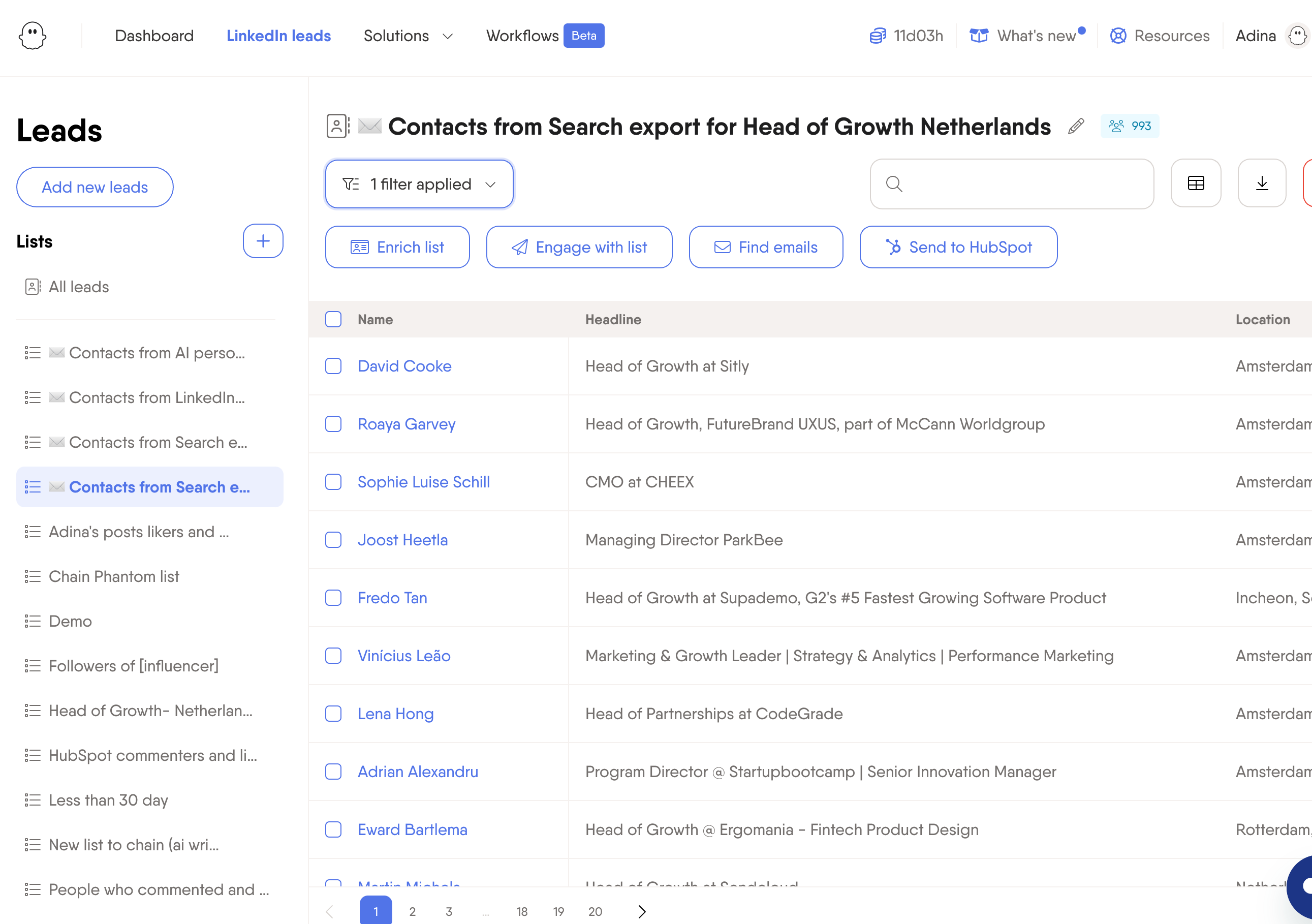PhantomBuster LinkedIn Search Export automation dashboard