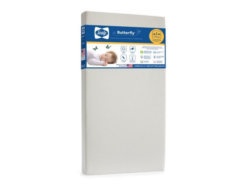 Sealy Butterfly Breathable Knit Crib and Toddler Mattress