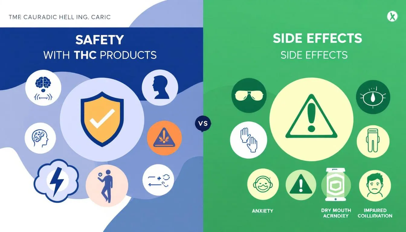 Illustration depicting the safety and side effects of THC products.